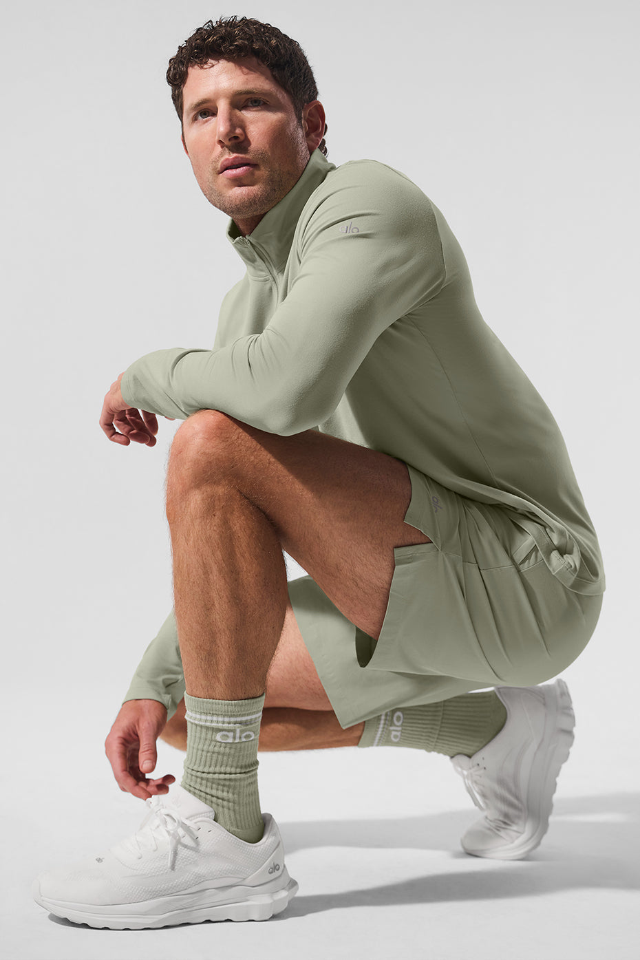 Unisex Throwback Sock - Limestone/White image 2