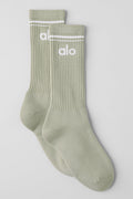 Unisex Throwback Sock - Limestone/White image 1