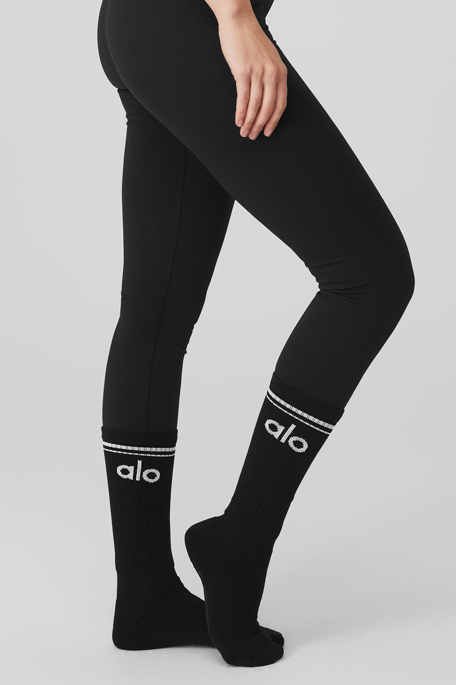 Women's Throwback Barre Sock - Black/White image 3