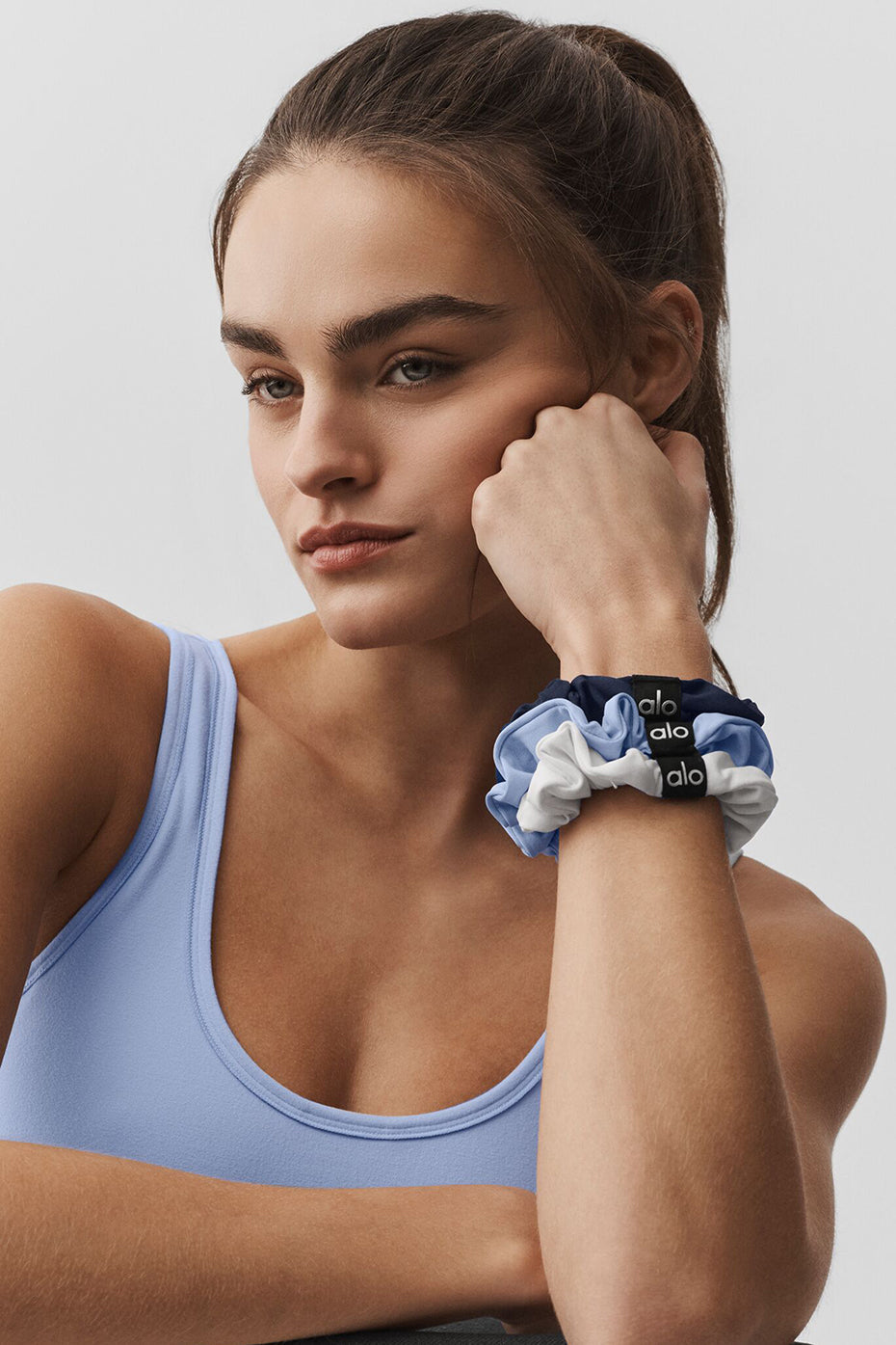 Fresh Mini Scrunchie 3-Pack - Light Provence Blue/Navy/White image 1