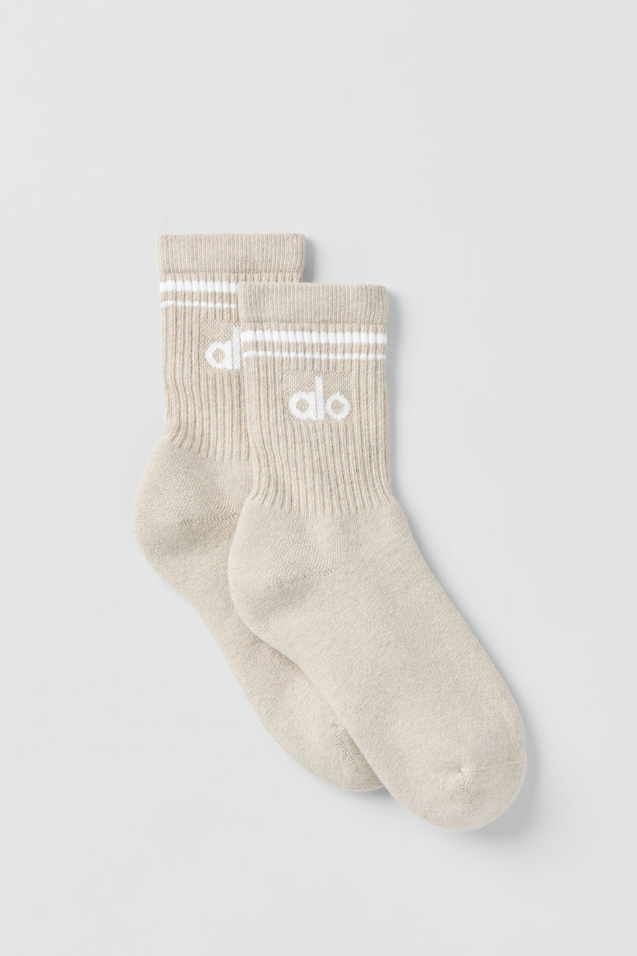 Unisex Half-Crew Throwback Sock - Oatmeal Heather/White image 1