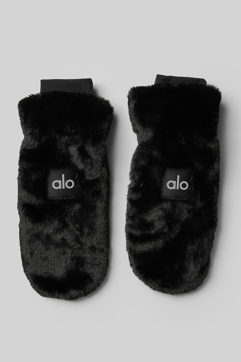 Faux Fur Mittens - Black image 1