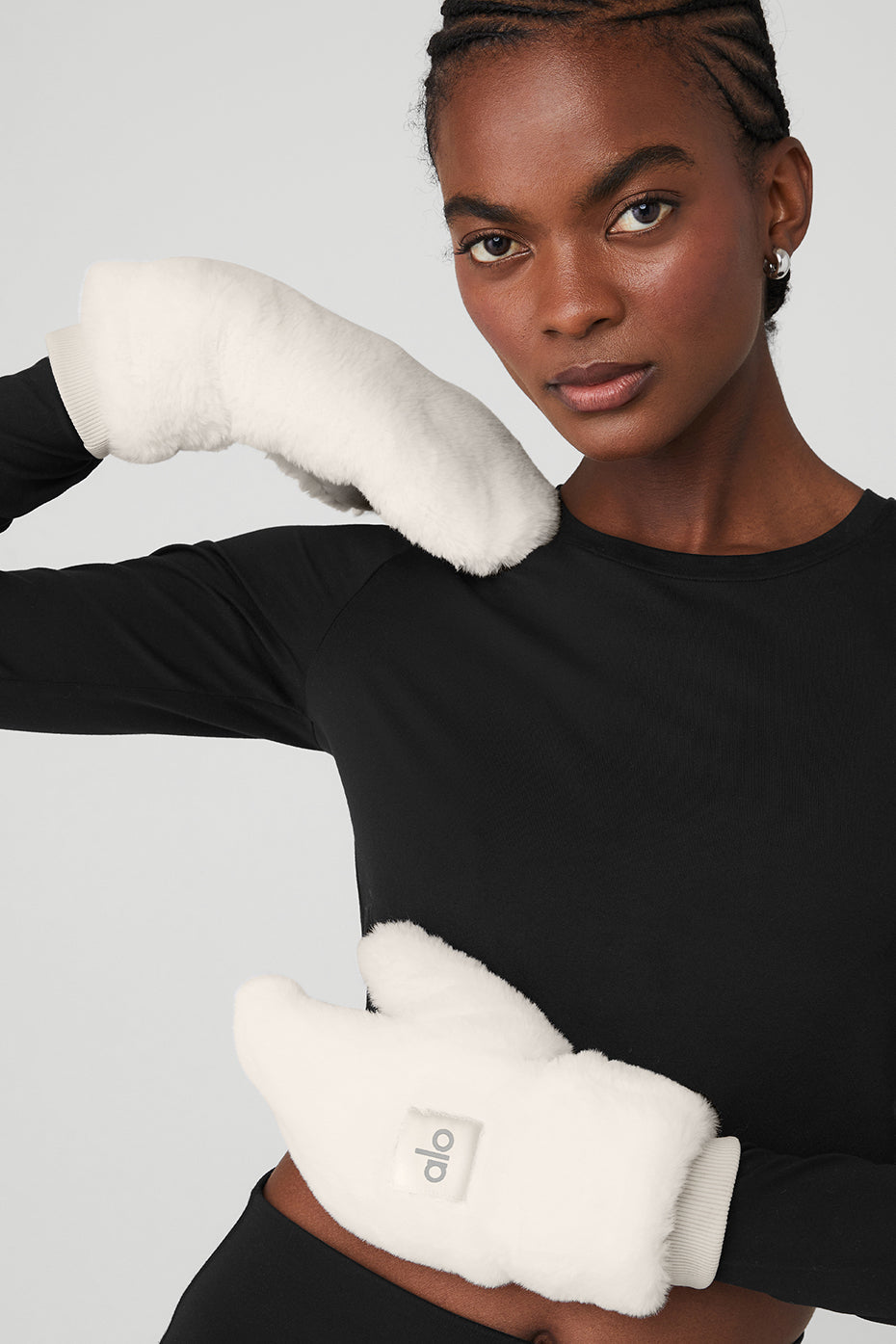 Faux Fur Mittens - Ivory image 3