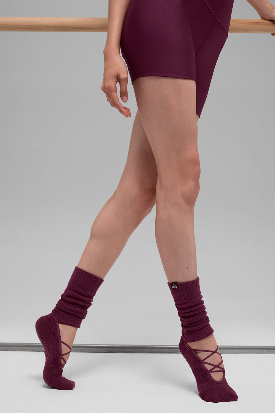 Women's Strappy Siren Grip Sock - Burgundy image 2