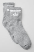 Unisex Half-Crew Throwback Sock - Athletic Heather Grey/White image 1