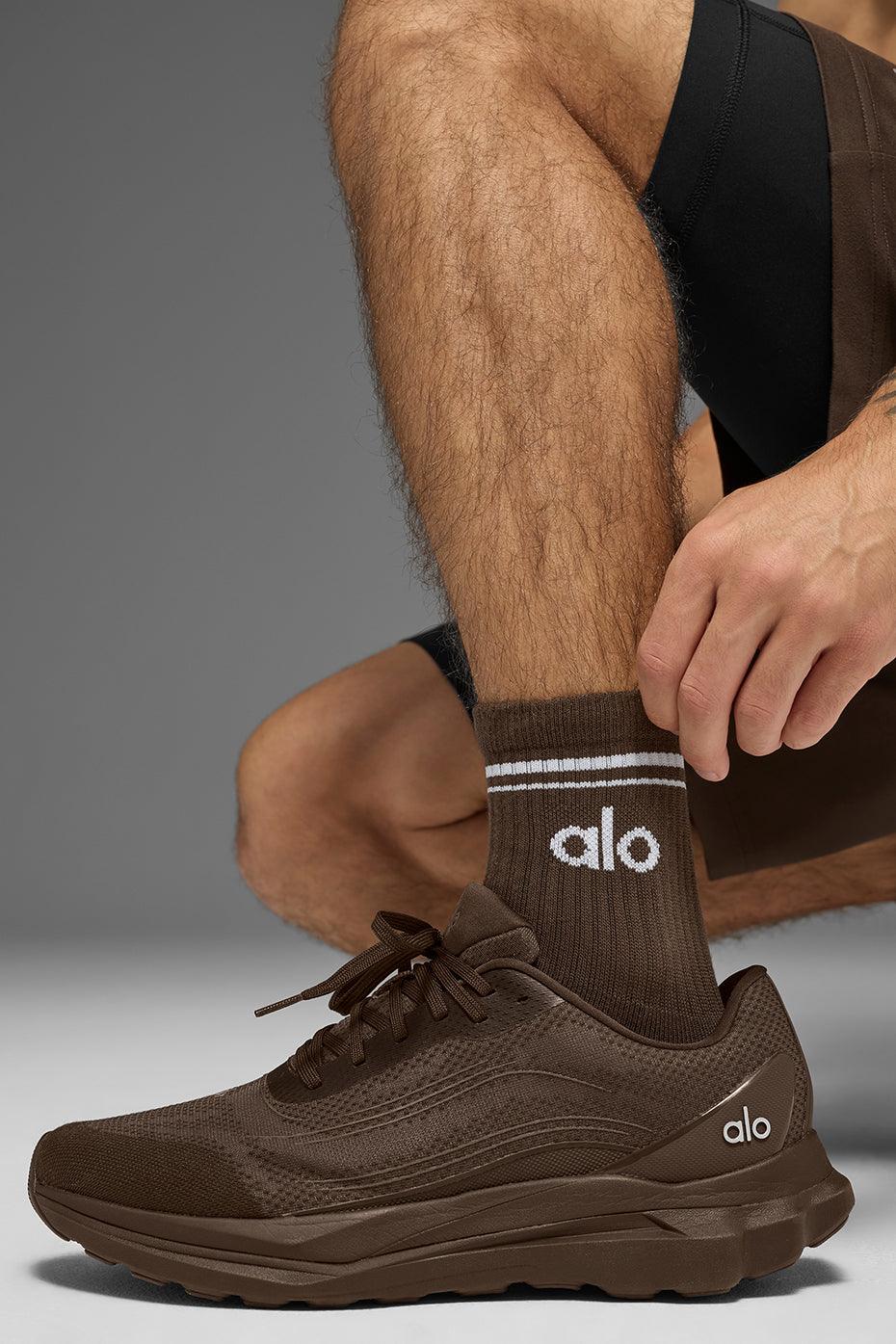 Unisex Half-Crew Throwback Sock - Espresso/White image 2