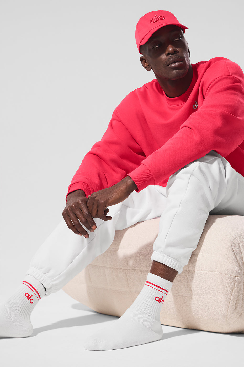 Unisex Half-Crew Throwback Sock - White/Candy Red image 3