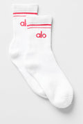 Unisex Half-Crew Throwback Sock - White/Candy Red image 1