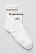Unisex Half-Crew Throwback Sock - White/Light Cocoa image 1