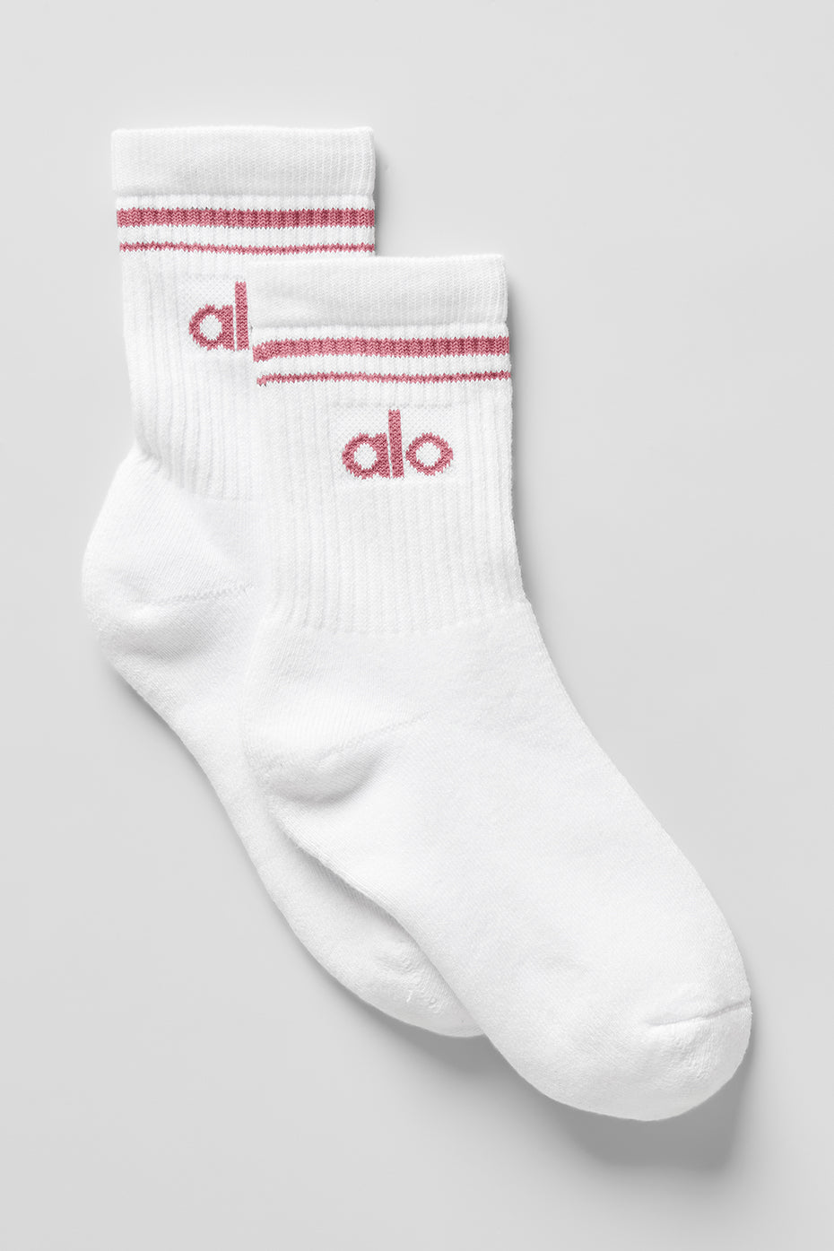 Unisex Half-Crew Throwback Sock - White/Pink Wild Rose image 1