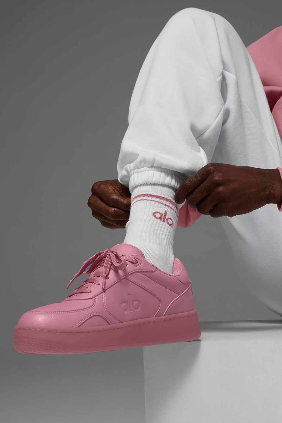 Unisex Half-Crew Throwback Sock - White/Pink Wild Rose image 3