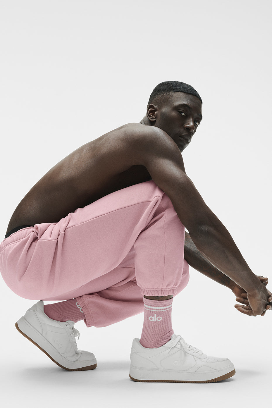 Unisex Half-Crew Throwback Sock - Vintage Pink/White image 3
