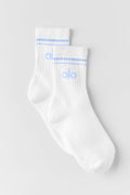 Unisex Half-Crew Throwback Sock - White/Light Provence Blue image 1