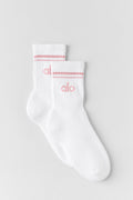 Unisex Half-Crew Throwback Sock - White/Vintage Pink image 1