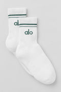 Unisex Half-Crew Throwback Sock - White/Clover Green image 1