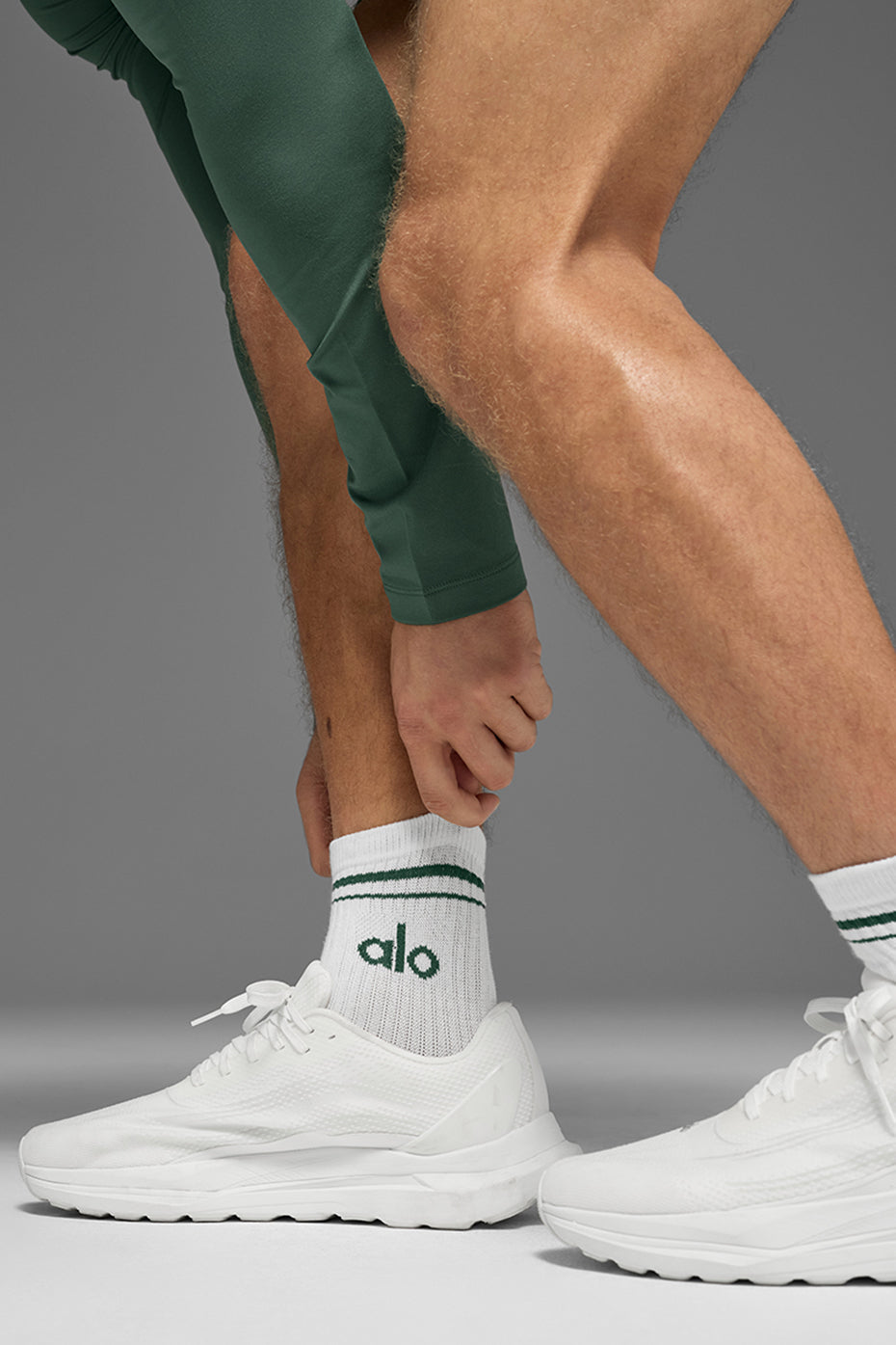 Unisex Half-Crew Throwback Sock - White/Clover Green image 3