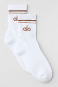 Unisex Half-Crew Throwback Sock - White/Sun Kissed Brown image 1