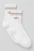 Unisex Half-Crew Throwback Sock - White/Chai Latte image 1