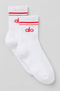 Unisex Half-Crew Throwback Sock - White/Bright Red image 1
