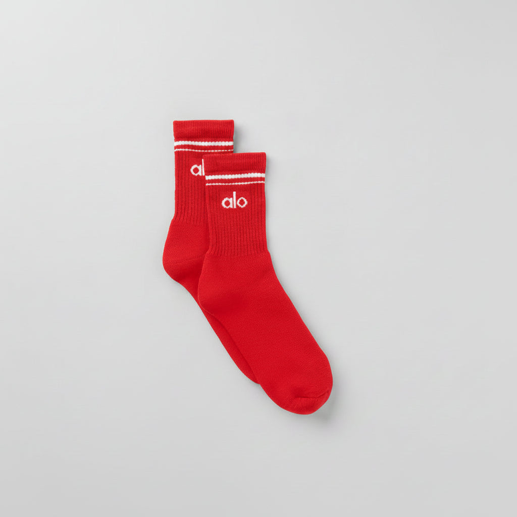 Unisex Half-Crew Throwback Sock - Bright Red/White image 1