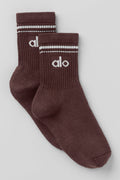 Unisex Half-Crew Throwback Sock - Brownstone/White image 1