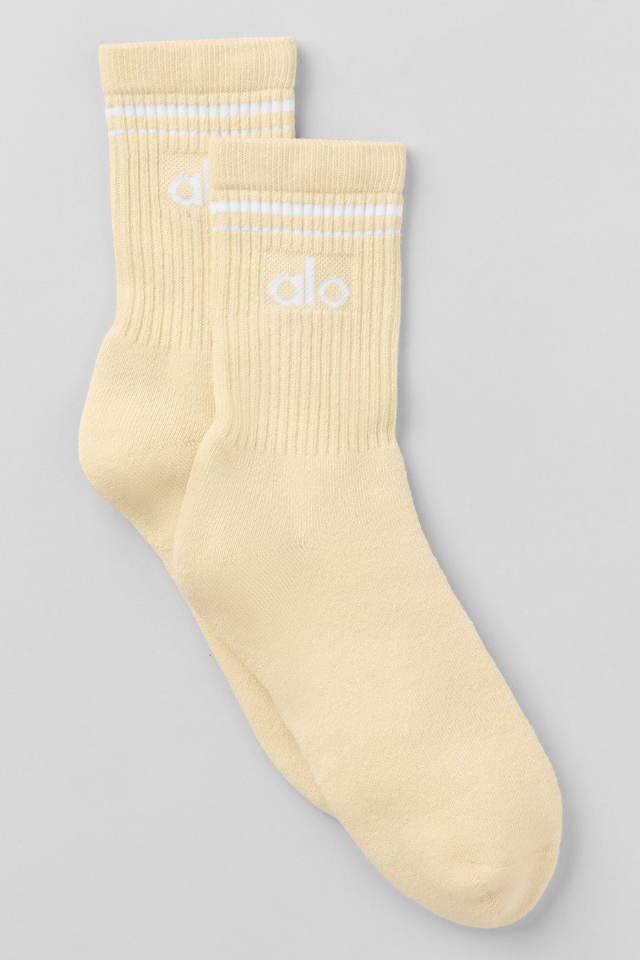 Unisex Half-Crew Throwback Sock - Candlelight Yellow/White image 1