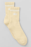 Unisex Half-Crew Throwback Sock - Candlelight Yellow/White image 1