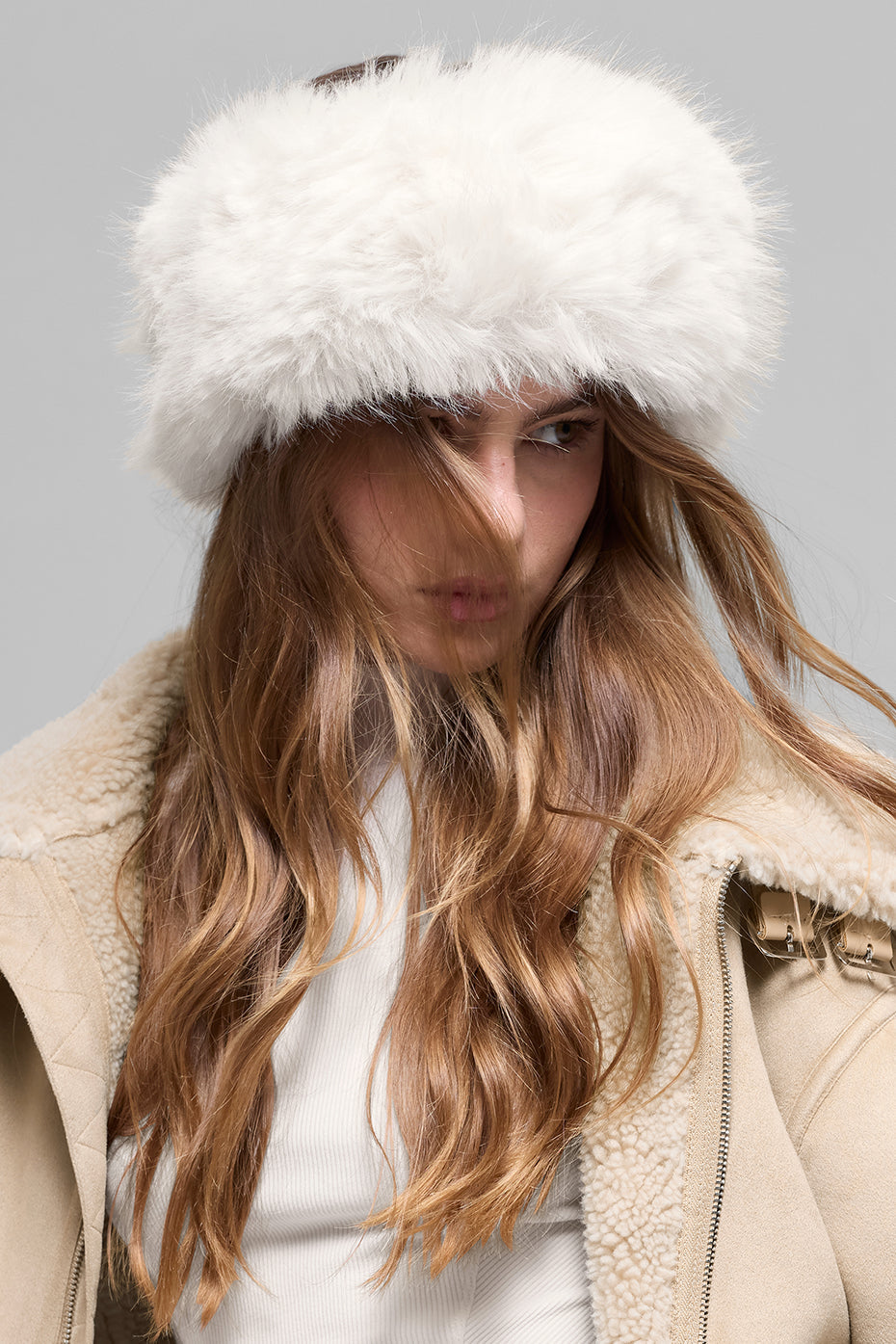Opulent Faux Fur Wintersun Headband - Ivory image 1