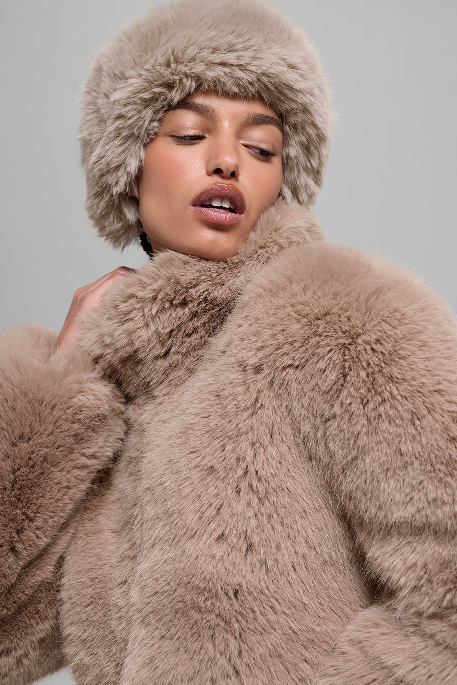 Opulent Faux Fur Wintersun Headband - Oat image 1