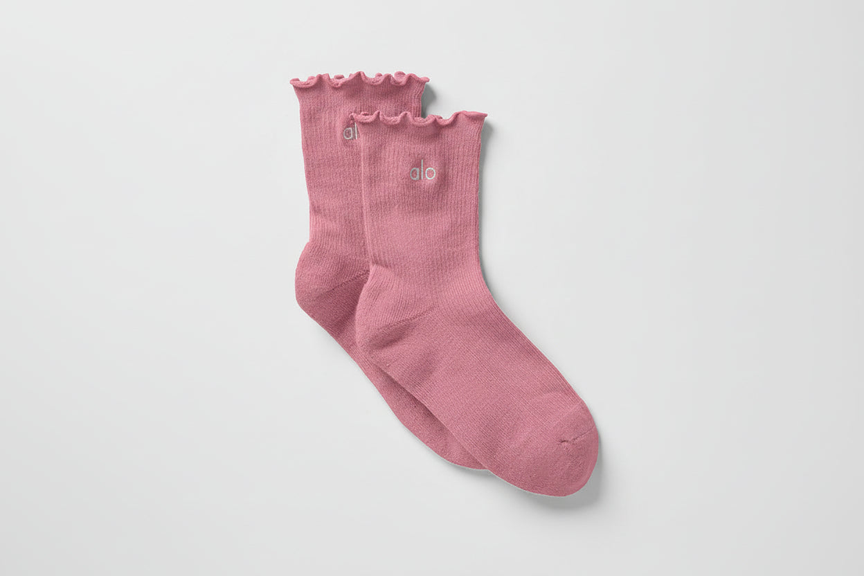 Women's Lettuce Edge Sock - Pink Wild Rose image 1