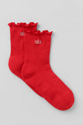 Women's Lettuce Edge Sock - Bright Red image 1