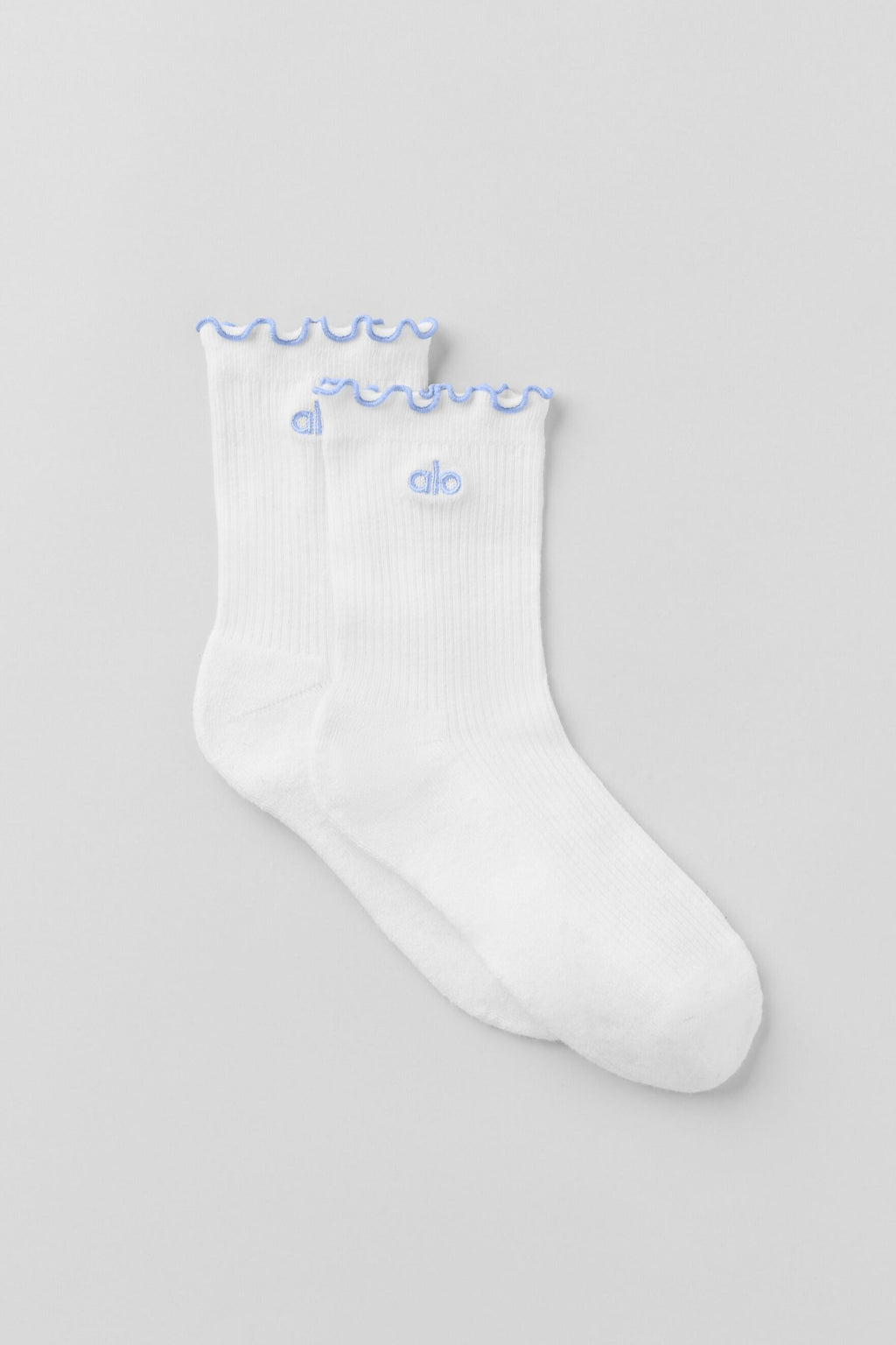 Women's Lettuce Edge Sock - White/Light Provence Blue image 1