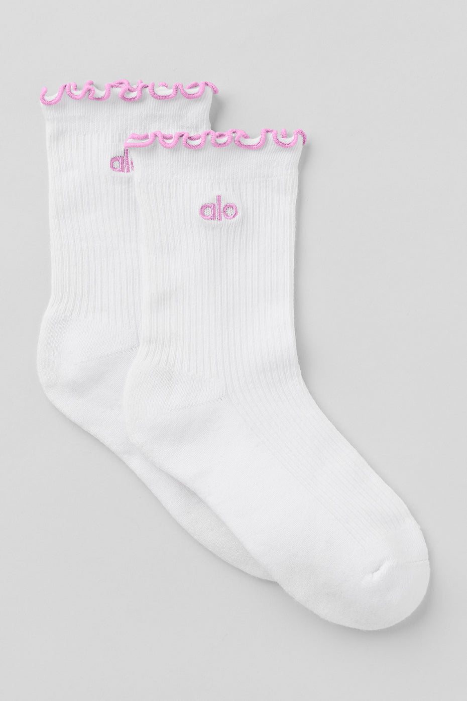 Women's Lettuce Edge Sock - White/Candy Heart Pink image 1