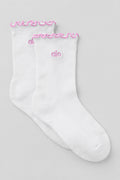 Women's Lettuce Edge Sock - White/Candy Heart Pink image 1