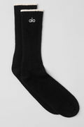Unisex Wool Cashmere Light Frosted Sock - Black/Ivory image 1