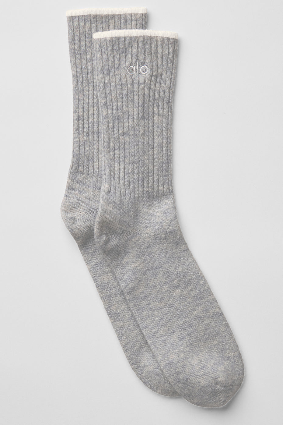 Unisex Wool Cashmere Light Frosted Sock - Light Heather Grey/Ivory image 1