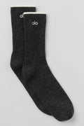Unisex Wool Cashmere Light Frosted Sock - Dark Slate Grey/Ivory image 1