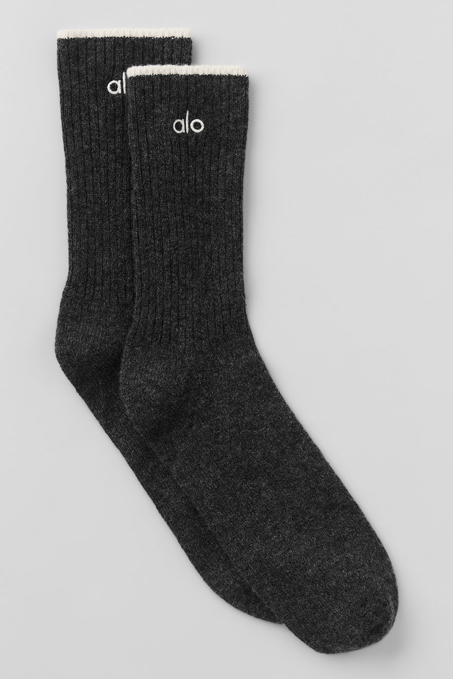 Unisex Wool Cashmere Light Frosted Sock - Dark Slate Grey/Ivory image 1