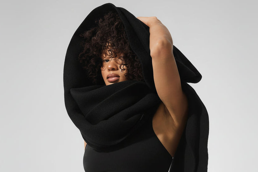 Merino Wool Oversized Scarf - Black image 1