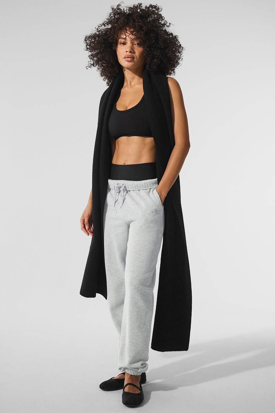 Merino Wool Oversized Scarf - Black image 1