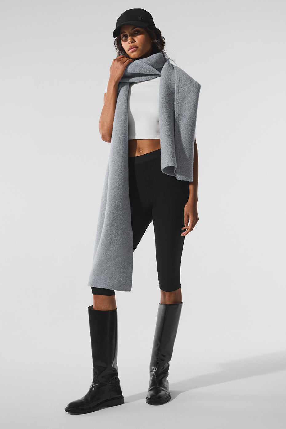Merino Wool Oversized Scarf - Hazy Heather Grey image 3