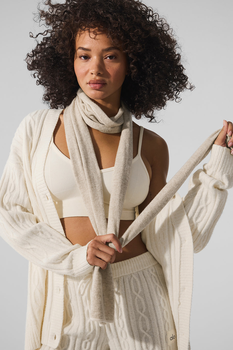 Cashmere Light Frosted Scarf - Winter Latte/Ivory image 1