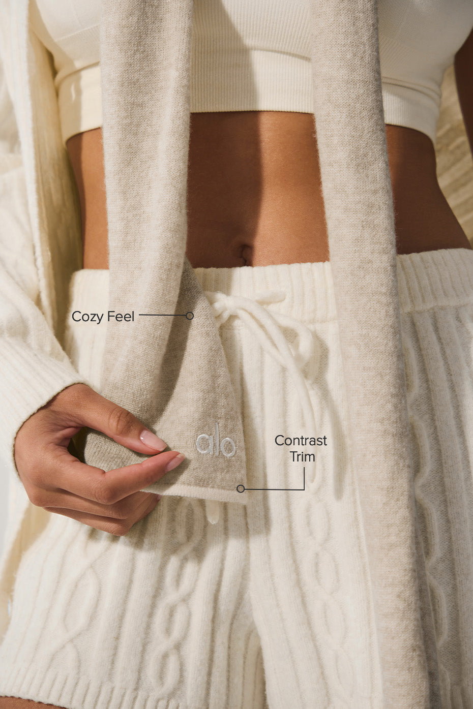 Cashmere Light Frosted Scarf - Winter Latte/Ivory image 2