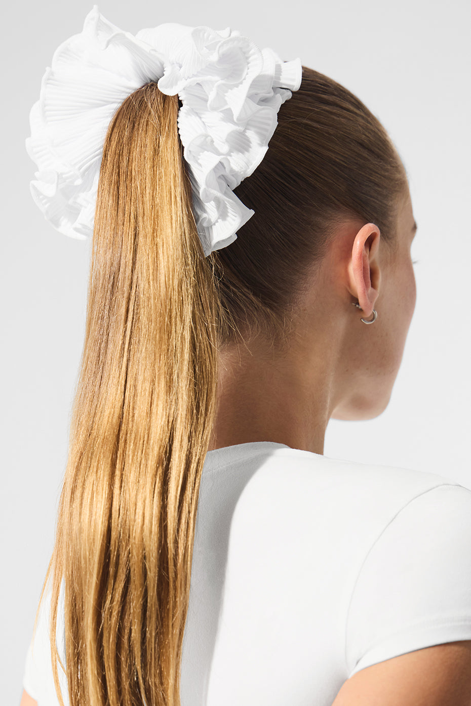Micro Plisse Oversize Scrunchie - White image 3