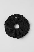 Micro Plisse Oversize Scrunchie - Black image 1