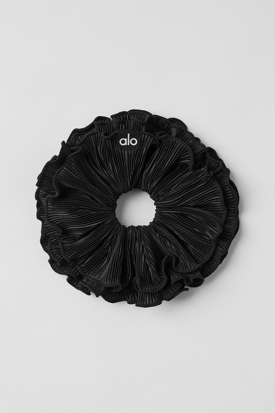 Micro Plisse Oversize Scrunchie - Black image 1