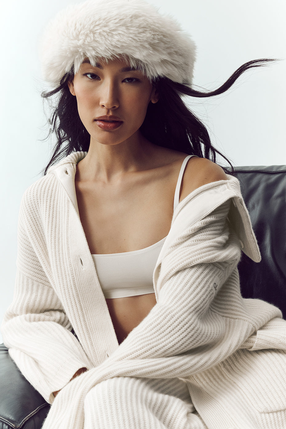 Courchevel Cashmere Faux Fur Beanie - Ivory image 1