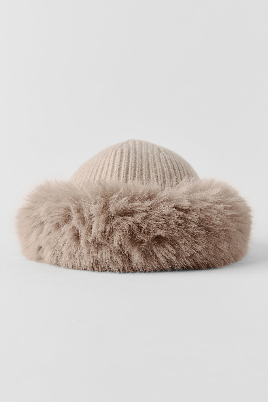 Courchevel Cashmere Faux Fur Beanie - Oat Heather image 2