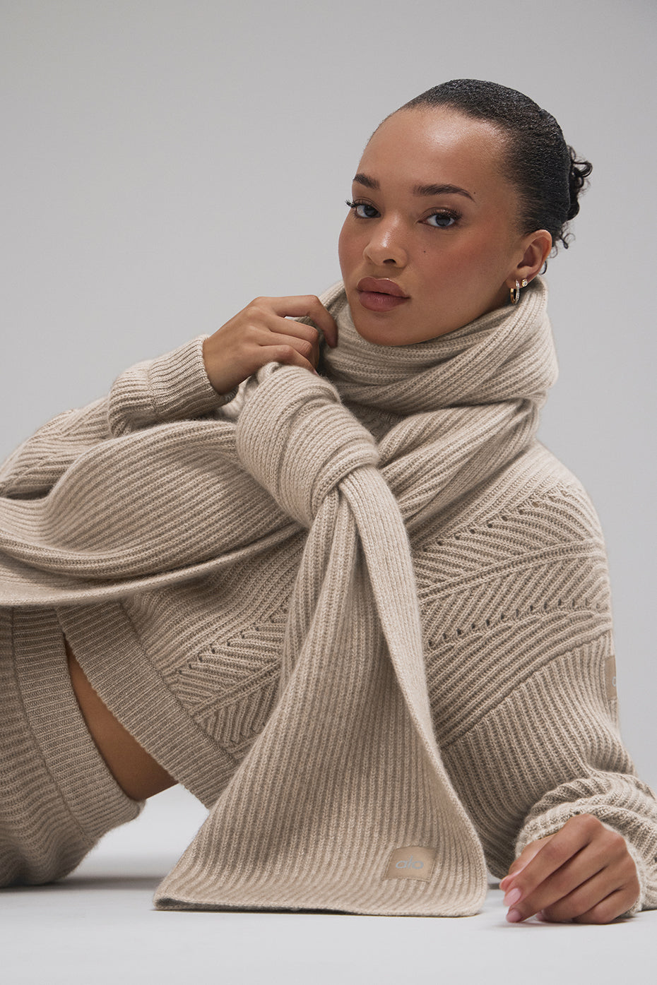 Courchevel Cashmere Scarf - Flax Heather image 1
