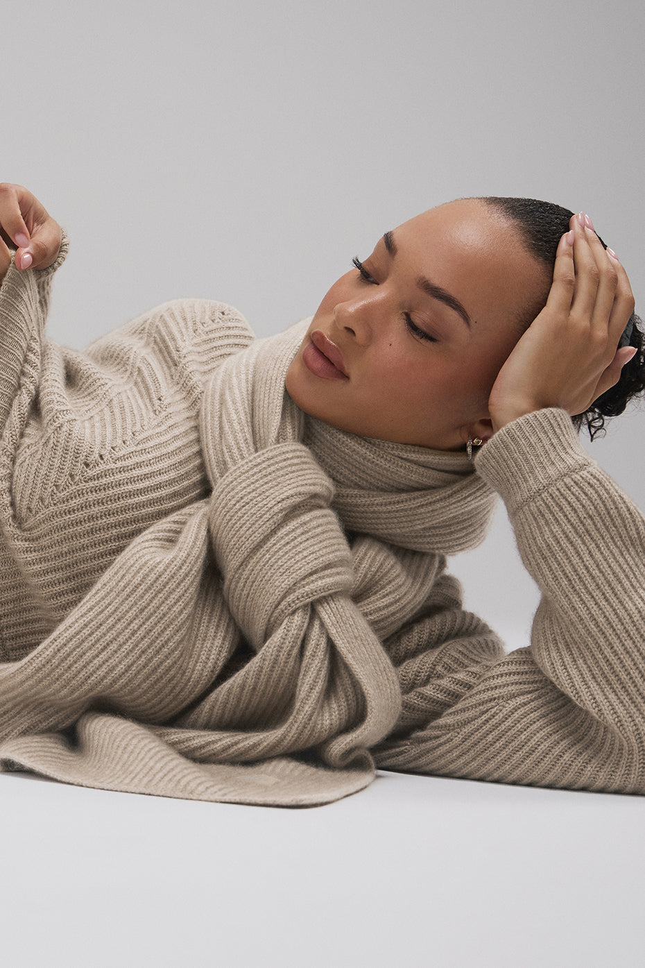 Courchevel Cashmere Scarf - Flax Heather image 2